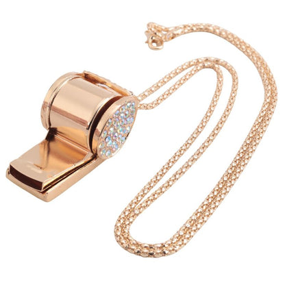 Whistle, metal and rhinestone crystal whistle, shiny with key ring for referees, coaches, teachers V1237-ZY-203-3804