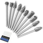 10pcs Double Cut Tungsten Steel Rotary Files with 3mm Shank, Twist Drill Bits for Dremel Rotary Tools V1237-ZY-203-3818