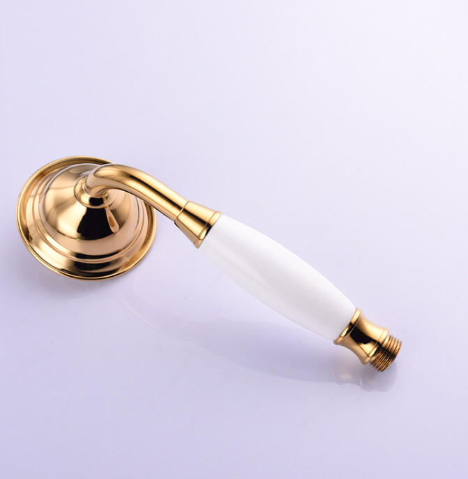 Brass and ceramic shower head, gold, round hand shower, narrow V1237-ZY-203-3821