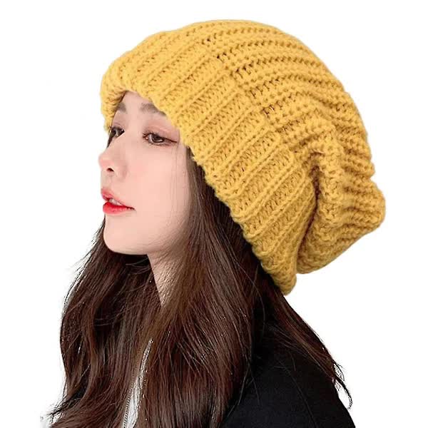 Knitted Hat Baggy Slouchy Ribbed Stretchy Warm - Solid Color Autumn Winter Women Men V1237-ZY-203-3826