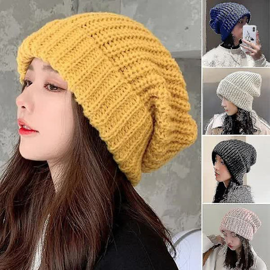 Knitted Hat Baggy Slouchy Ribbed Stretchy Warm - Solid Color Autumn Winter Women Men V1237-ZY-203-3826