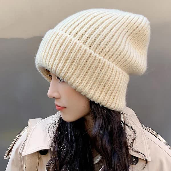 Knitted Hat Baggy Slouchy Ribbed Stretchy Warm - Solid Color Autumn Winter Women Men V1237-ZY-203-3826