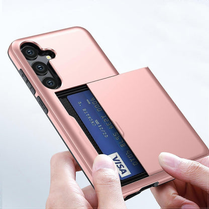 Hot Compatible with Samsung Galaxy A16 5G/4G Case with Card Holder TPU+PC Back Rose Gold V1237-ZY-203-3871