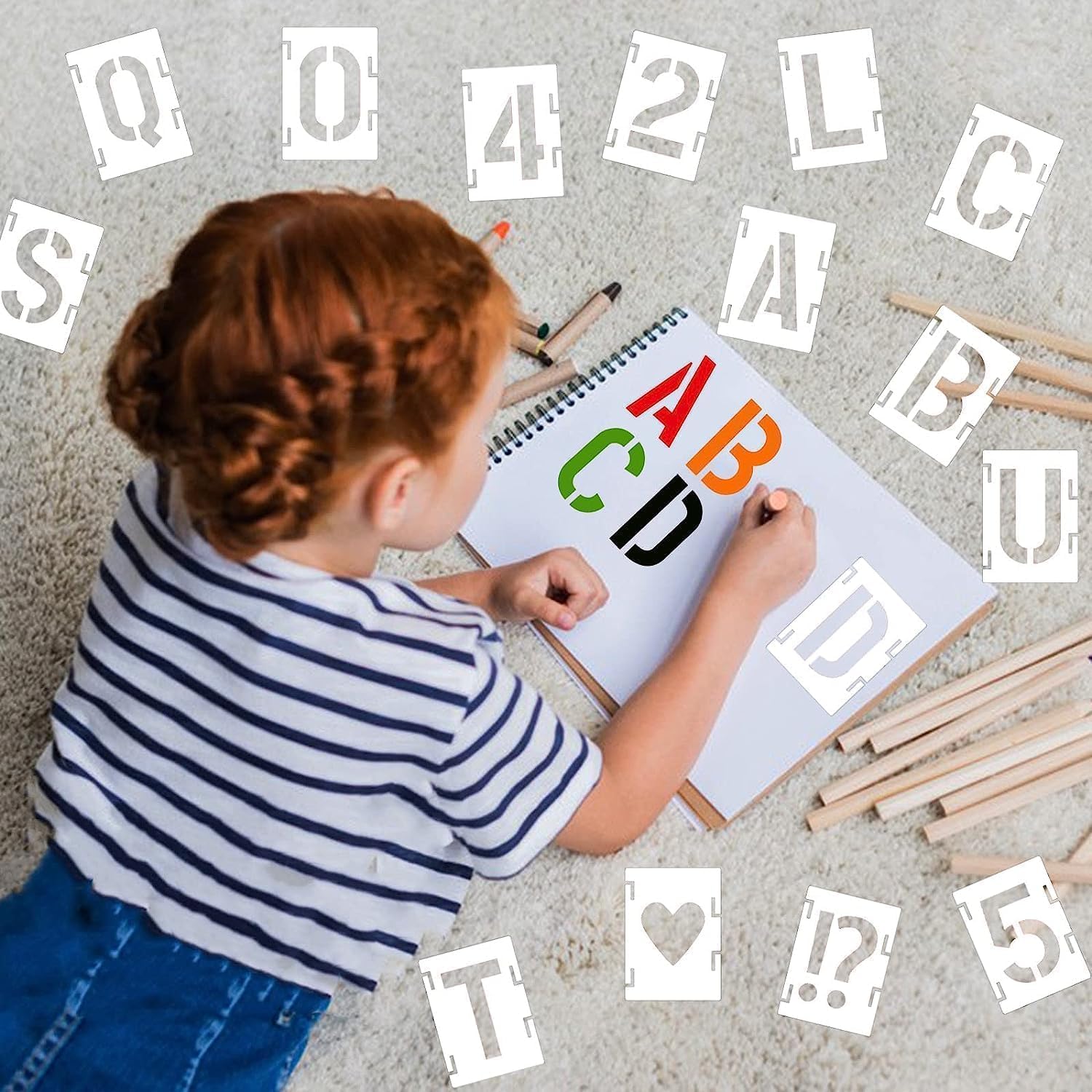 Stencils for letters and numbers, capital letters, alphabet stencils V1237-ZY-203-3873