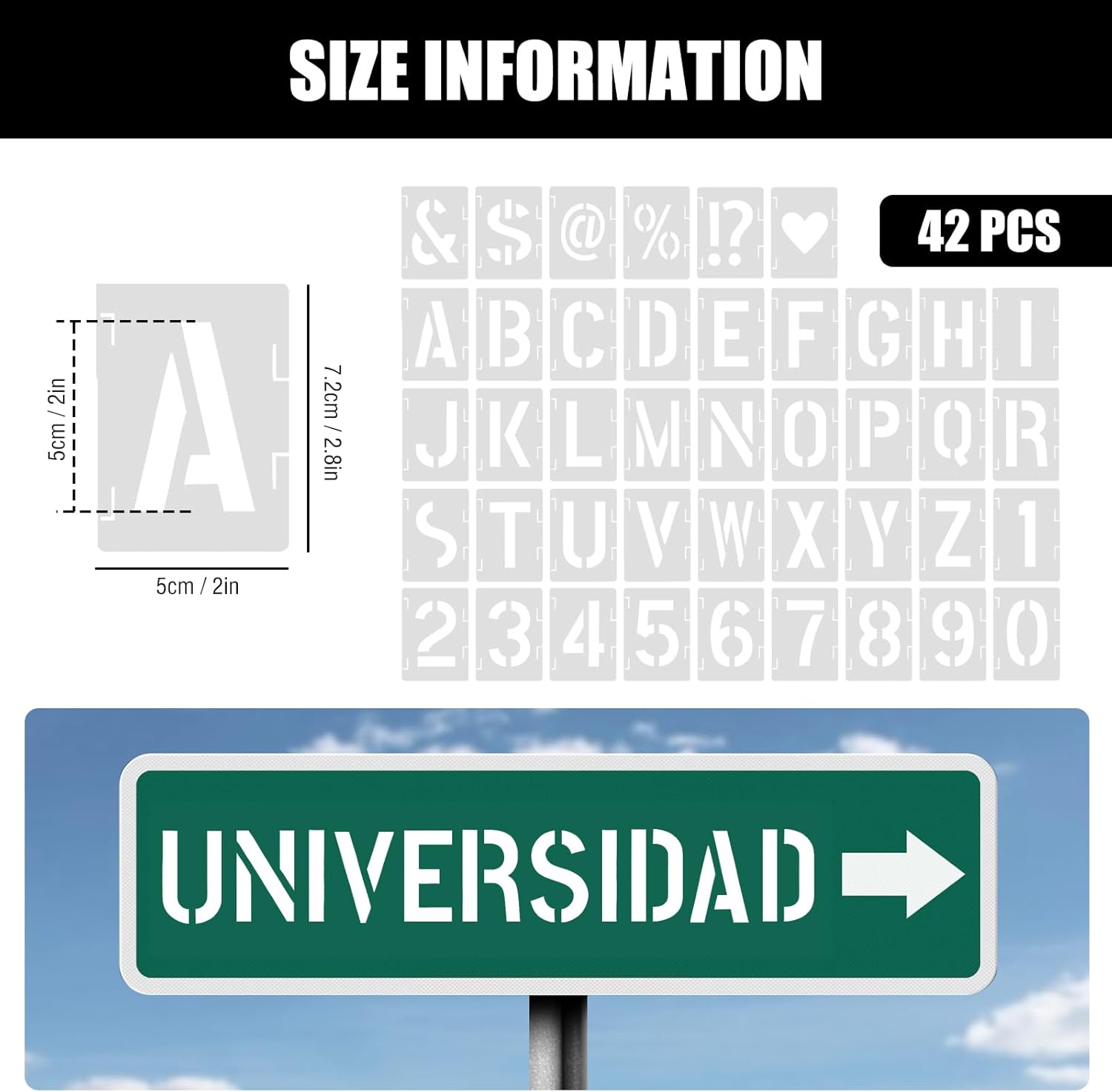 Stencils for letters and numbers, capital letters, alphabet stencils V1237-ZY-203-3873