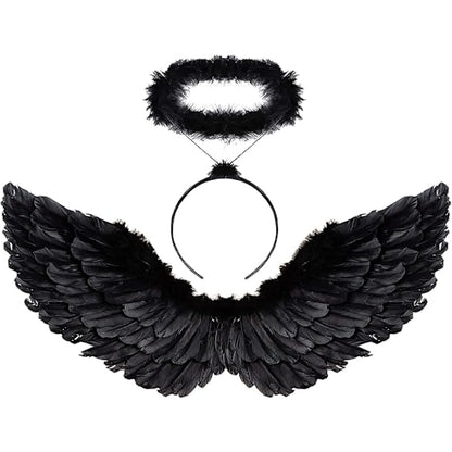 Black wings and halo devil wings for kids black wing feather wings for Halloween V1237-ZY-203-3900