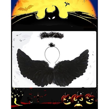Black wings and halo devil wings for kids black wing feather wings for Halloween V1237-ZY-203-3900