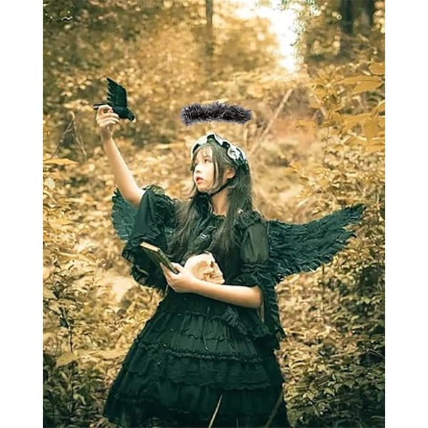 Black wings and halo devil wings for kids black wing feather wings for Halloween V1237-ZY-203-3900