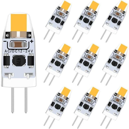 12V G4 LED Warm White 3000K Bulb, Dimmable 2W LED Bulb, Replacement for G4 15W 20W Halogen, AC/DC 12-24V, V1237-ZY-203-3908