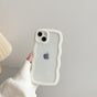 Transparent Cute Curly Simple Wavy Case, Aesthetic Design Bumper, Soft TPU for iPhone 14 Pro Max-White V1237-ZY-203-3937