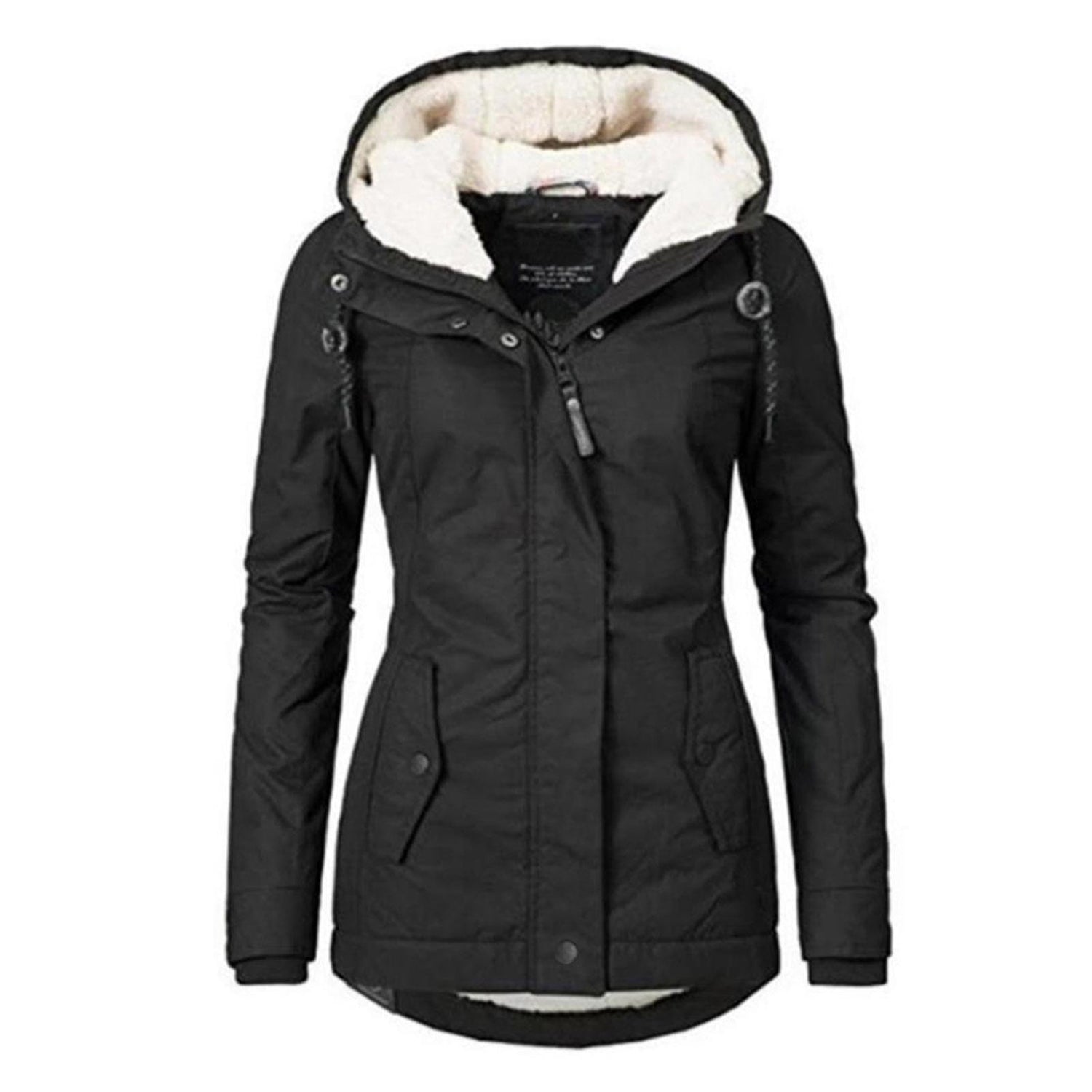 Waterproof Warm Winter Jacket with Hood, Thick Fleece Lined Cotton Jacket for Women - yujia Black XXXXL V1237-ZY-203-3948