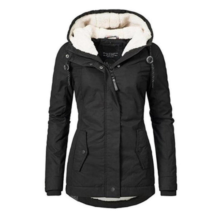 Waterproof Warm Winter Jacket with Hood, Thick Fleece Lined Cotton Jacket for Women - yujia Black XXXXL V1237-ZY-203-3948