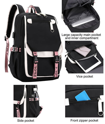 K-Pop Demon Hunters Anime School Backpack Cute Cartoon Bag for Students black_tfrf black 10 V1237-ZY-203-3967