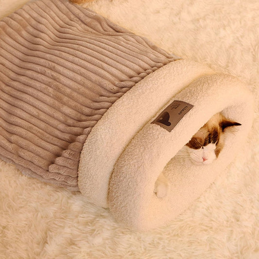 Sleeping Bag for Cat, Warm Pet Bed, Washable Cozy Cave for Cats gray L 34 x W 20 x H 20 cm V1237-ZY-203-3968