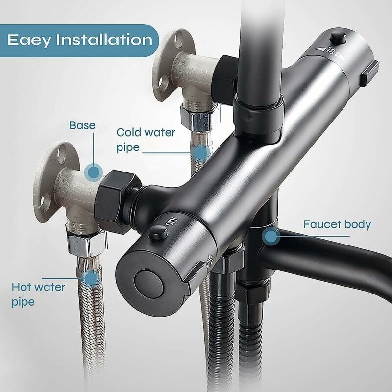 Installation kit for connecting hose to exposed tap. Outdoor shower system thermostatic mixer conversion V1237-ZY-203-3977