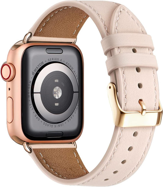 Apple Watch Leather Band, Genuine Leather Replacement Band for Apple Watch Series 9 8 7 6 5 4 3 2 1 & iWatch V1237-ZY-203-3982