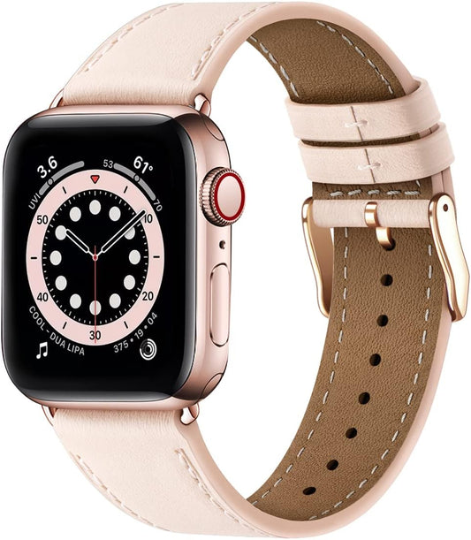 Apple Watch Leather Band, Genuine Leather Replacement Band for Apple Watch Series 9 8 7 6 5 4 3 2 1 & iWatch V1237-ZY-203-3982