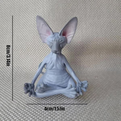 Set of 4 Meditating Cat Collectible Figurines Handmade Decorative Toys V1237-ZY-203-3992