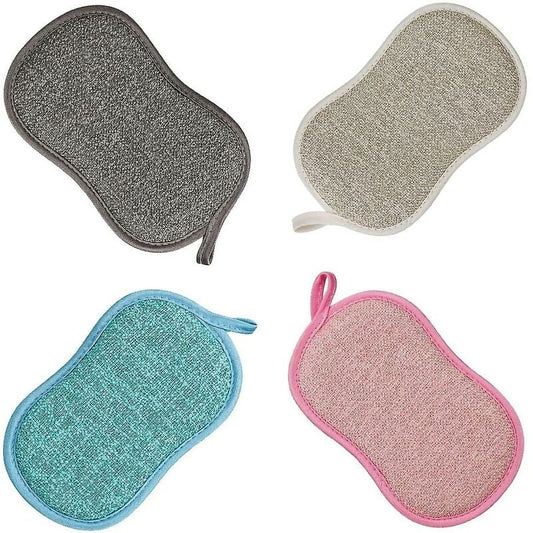 Reusable Microfiber Antibacterial Washable Dishwashing Sponges Scouring Pads Double Sponge for Non-Stick Pans V1237-ZY-203-4007