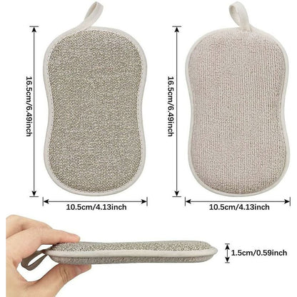 Reusable Microfiber Antibacterial Washable Dishwashing Sponges Scouring Pads Double Sponge for Non-Stick Pans V1237-ZY-203-4007