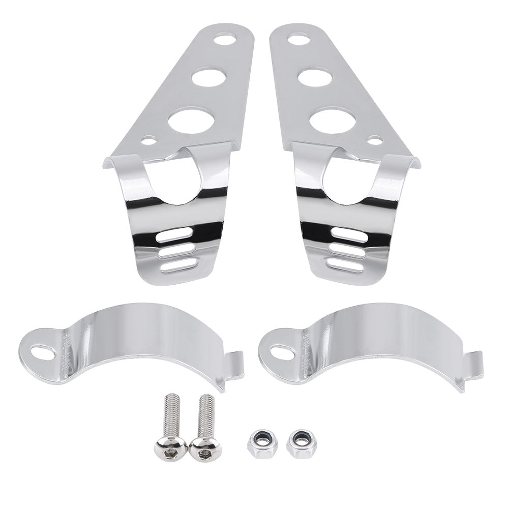 35-43mm Motorcycle Headlight Mount Bracket Fork Tube Clamp Kit Chrome for Chopper Cafe Racer V1237-ZY-203-4010