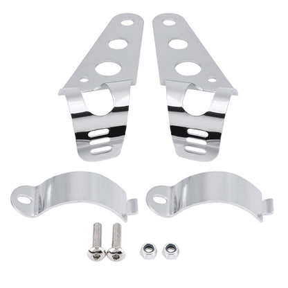 35-43mm Motorcycle Headlight Mount Bracket Fork Tube Clamp Kit Chrome for Chopper Cafe Racer V1237-ZY-203-4010