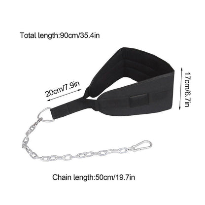 Seektop Weighted Pull Up Dip Belt With Chain (100kg Capacity) - Home Gym Strength Training Waist Belt, Black V1237-ZY-203-4013