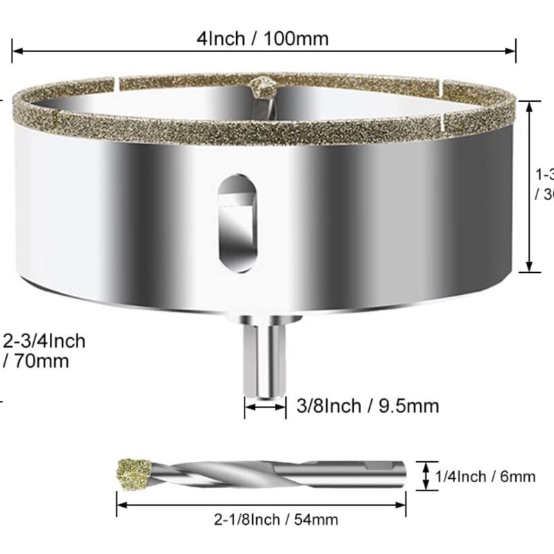 100mm Diamond Hole Saw with Centering Drill, Tile Hole Saw a V1237-ZY-203-4040
