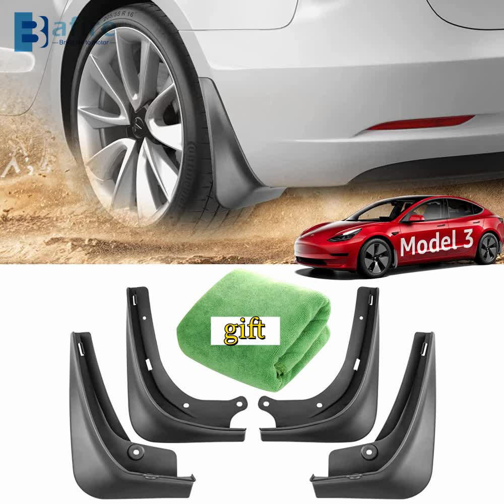 pcs Mudguards for Tesla Model 3 Front Rear Mudguard Fender Kit White Model 3_tfrf White Model 3 V1237-ZY-203-4053
