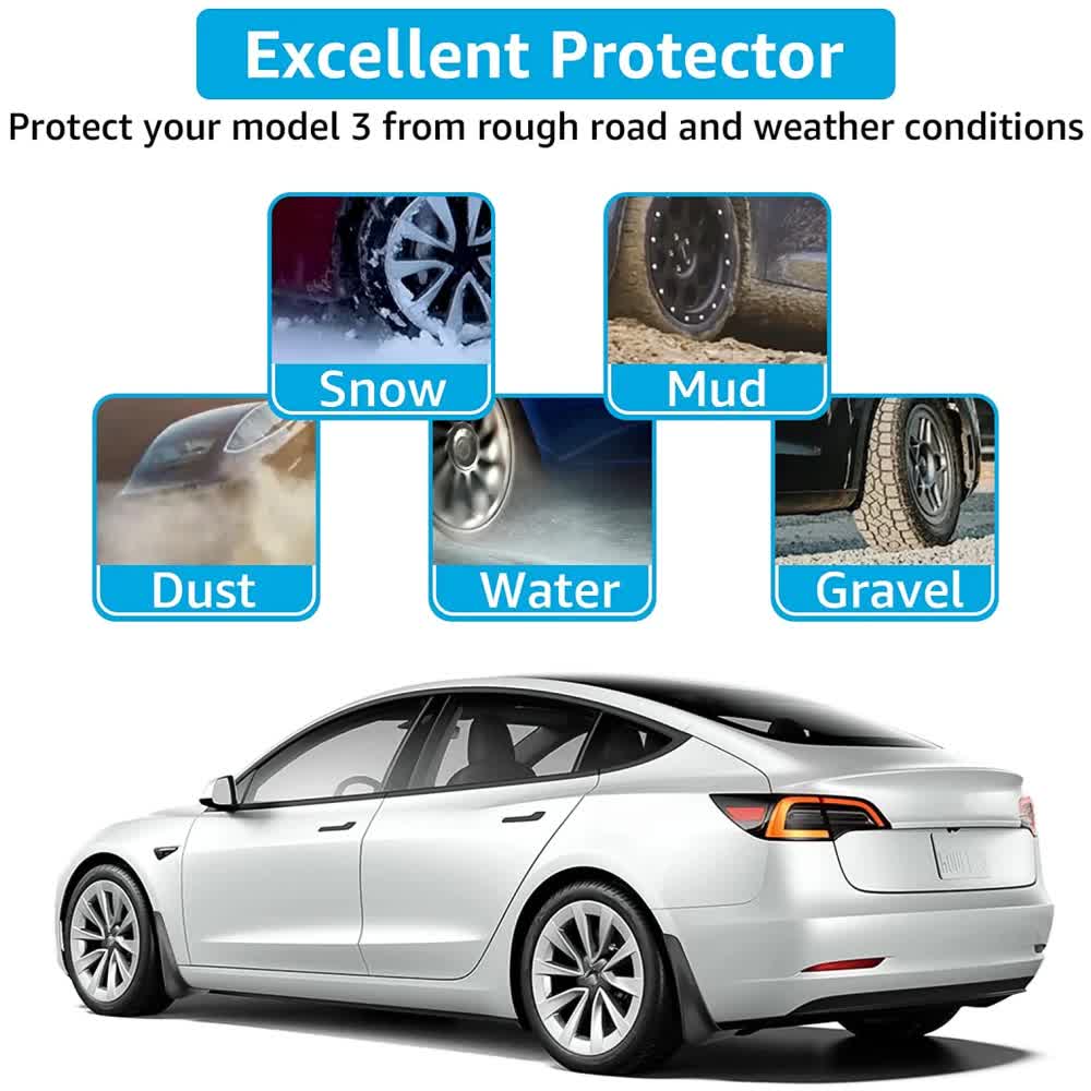 pcs Mudguards for Tesla Model 3 Front Rear Mudguard Fender Kit White Model 3_tfrf White Model 3 V1237-ZY-203-4053