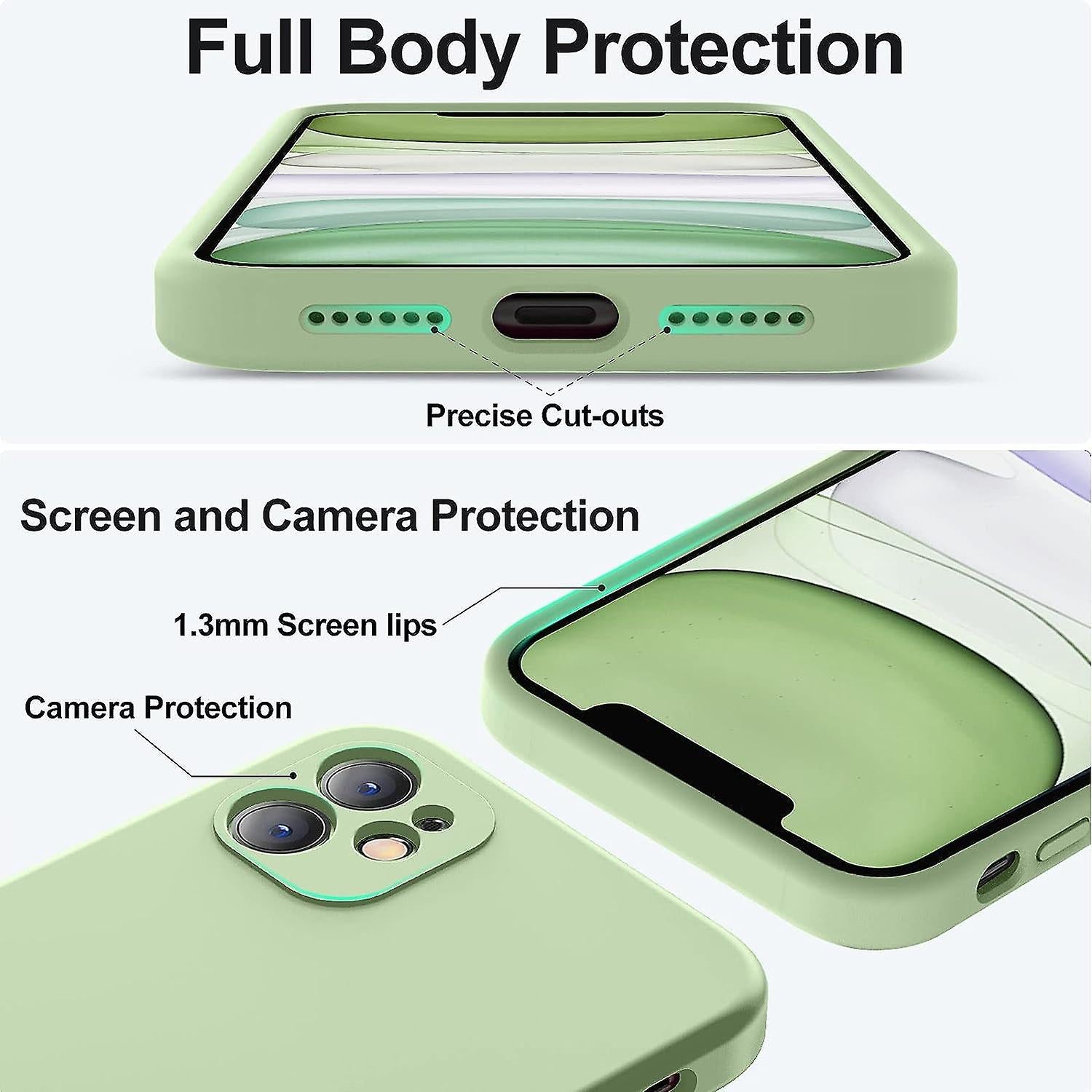 Upgraded Liquid Silicone with [Square Edges] [Camera Protection] [Soft Anti-Scratch Microfiber Lining] Mobile V1237-ZY-203-4055