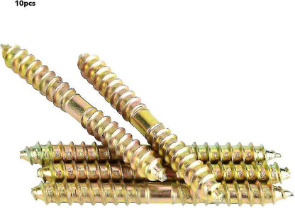10pcs Double Head Wood Screws Plated Self Tapping 78mm*8mm For Furniture Fastening Woodworking Coupling V1237-ZY-203-4070