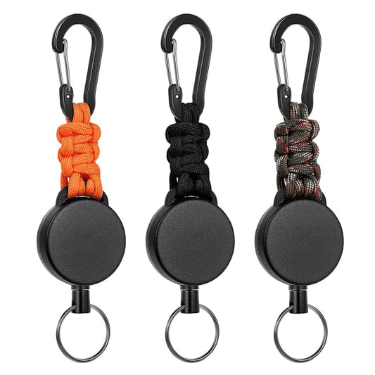 3-pack retractable key rings, retractable key ring with carabiner, retractable cord with 60 cm steel cable V1237-ZY-203-4073