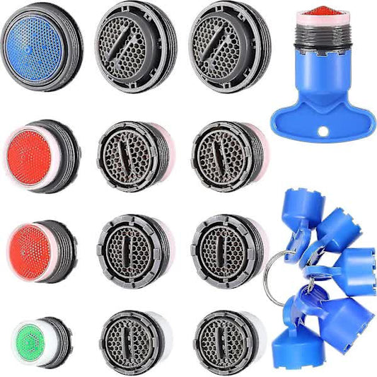 12pcs Faucet Aerator Replacement for Sink Aerator with 5pcs Faucet Aerator Key Removable Tool M16.5 18.5 21.5 V1237-ZY-203-4090
