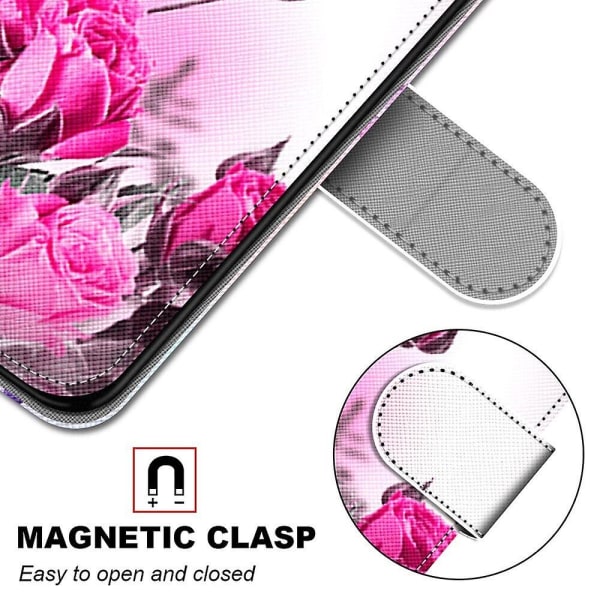 Case Compatible with Samsung Galaxy Xcover 5 Case Magnetic Card Slots Creative Rose Flower Pattern Case V1237-ZY-203-4100