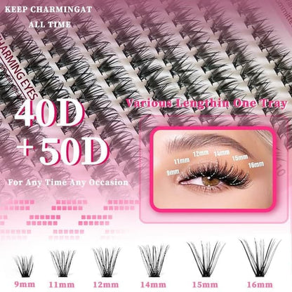 Individual False Eyelashes, Pre-made Cluster Lashes, Eyelash Extension Kit with D-curl for Beginners V1237-ZY-203-4122