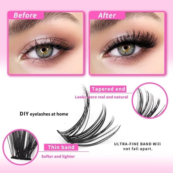 Individual False Eyelashes, Pre-made Cluster Lashes, Eyelash Extension Kit with D-curl for Beginners V1237-ZY-203-4122