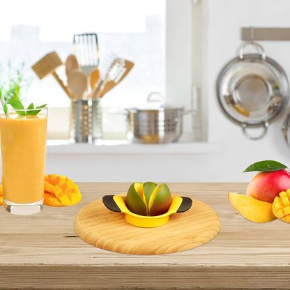 Mango Slicer, Split & Core Mangoes, Non-Slip Handles, Stainless Steel Blade, Slicer, Black-Yellow_yux V1237-ZY-203-4138