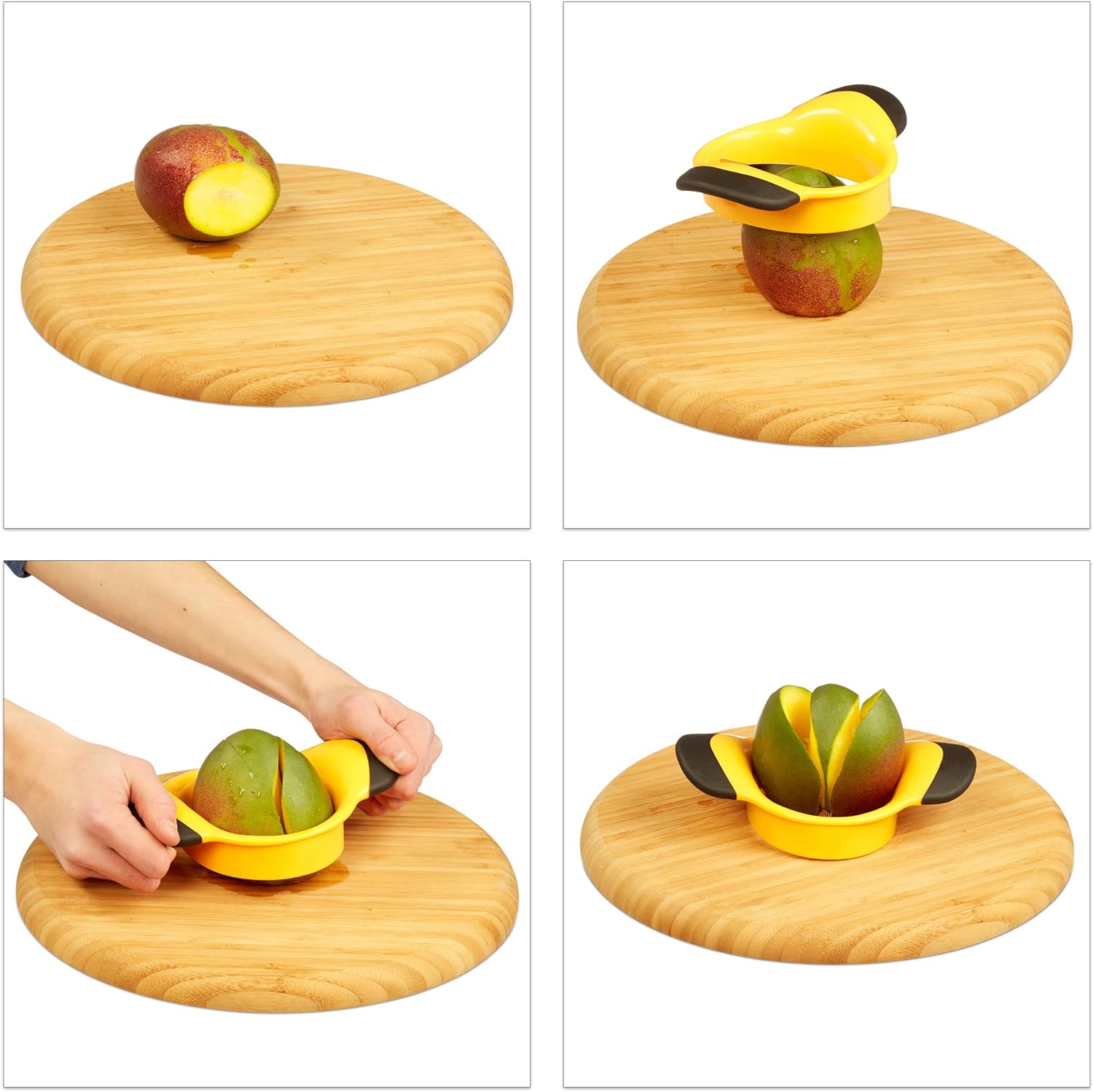 Mango Slicer, Split & Core Mangoes, Non-Slip Handles, Stainless Steel Blade, Slicer, Black-Yellow_yux V1237-ZY-203-4138