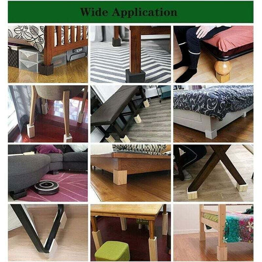 4-pack Furniture Risers Wooden Furniture Risers, Desk and Bed Risers Furniture Lifting Feet Legs up to for V1237-ZY-203-4143