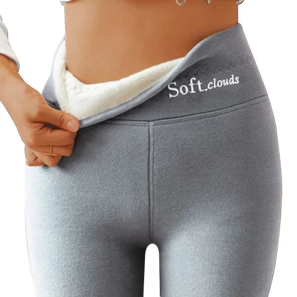 Women's Winter Sherpa Fleece Lined Leggings Thermal Warm Pants Stretchy Thick Soft Light Grey 3XL V1237-ZY-203-4165