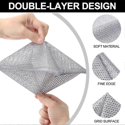 2025 Latest Model 6-Pack Multifunctional Steel Wire Dish Cloths, Double Layer V1237-ZY-203-4171