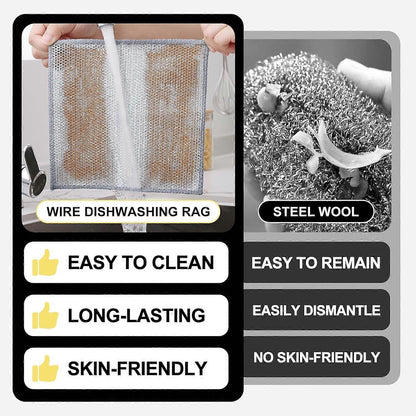 2025 Latest Model 6-Pack Multifunctional Steel Wire Dish Cloths, Double Layer V1237-ZY-203-4171