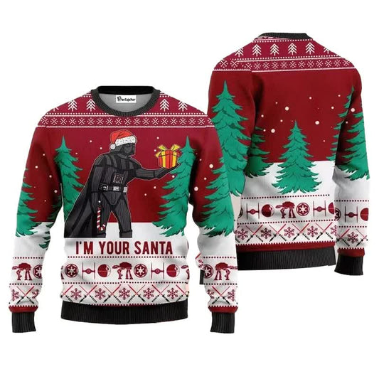 Santa Darth Vader Christmas Sweater Ugly Star Wars The Mandalorian Men's Sweater Autumn Winter Women's V1237-ZY-203-4221