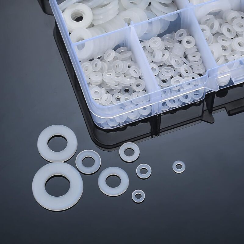 500 Pieces Nylon Flat Washers, Flat Washers Insulation Round Spacer Plumbing Assortment Kit - White, V1237-ZY-203-4245