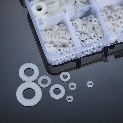 500 Pieces Nylon Flat Washers, Flat Washers Insulation Round Spacer Plumbing Assortment Kit - White, V1237-ZY-203-4245