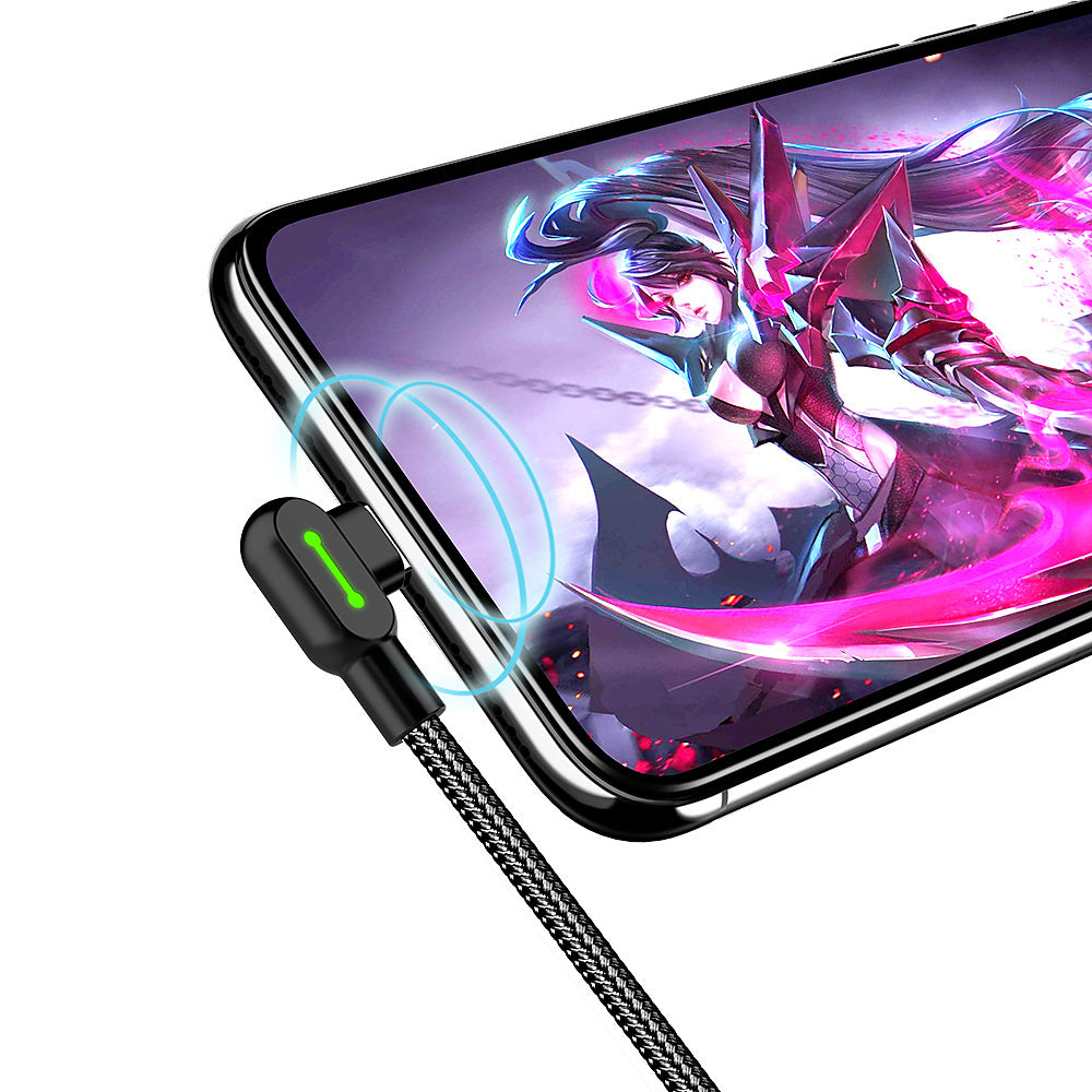McDodo CA-4673 Angled Lightning cable, LED, 2A, 1.8m, black_max 20 V1237-ZY-203-4251