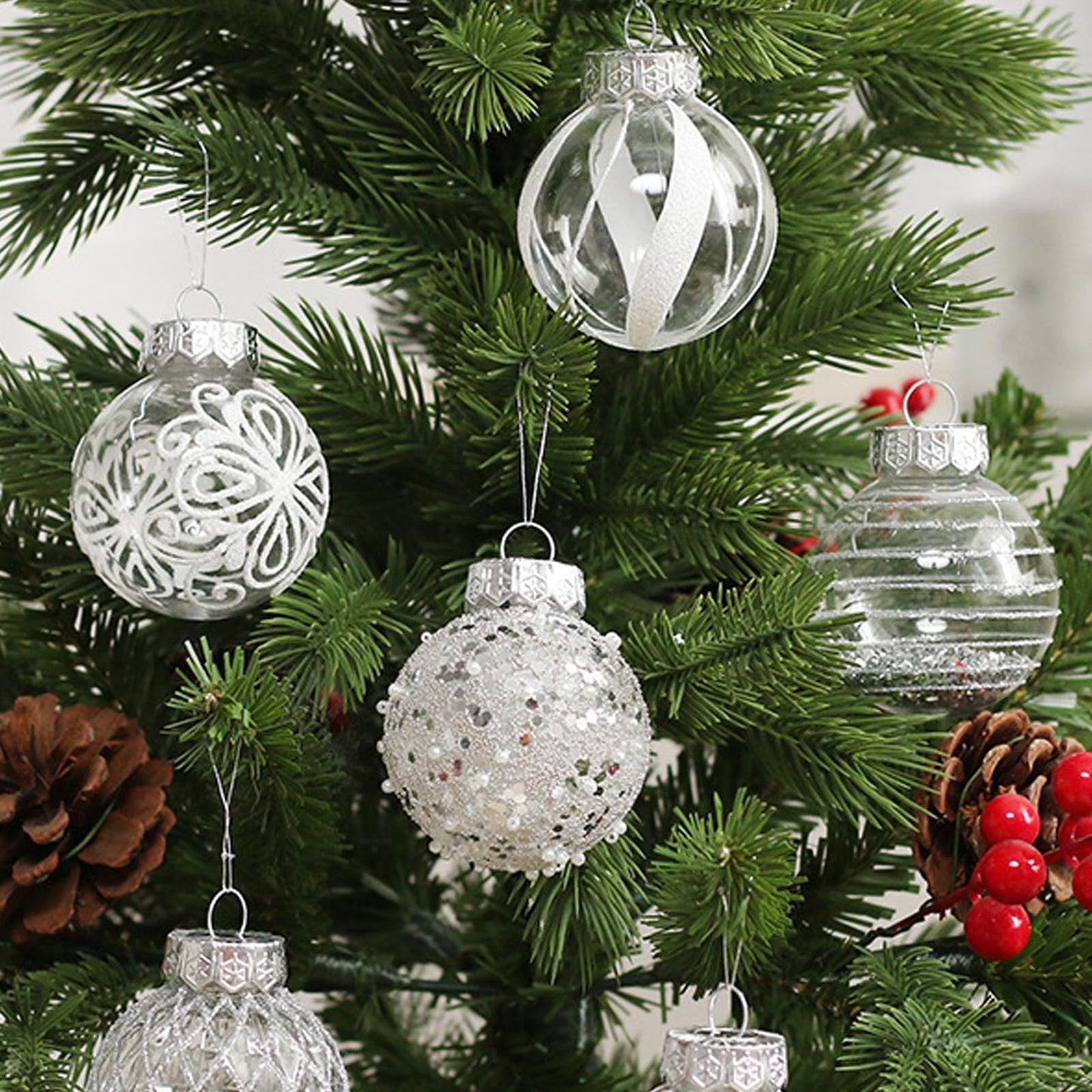 Set of 25 white Christmas tree balls - Christmas tree decoration --max V1237-ZY-203-4297