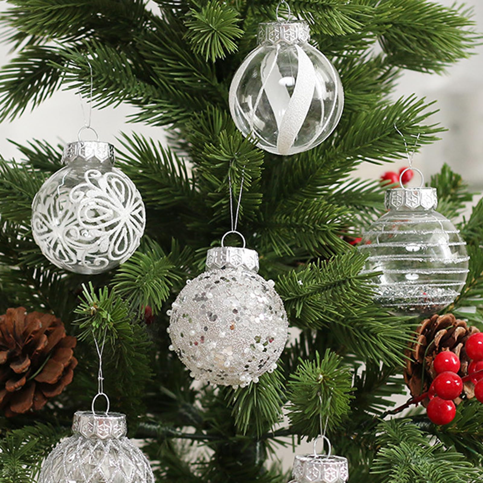 Set of 25 white Christmas tree balls - Christmas tree decoration --max V1237-ZY-203-4297