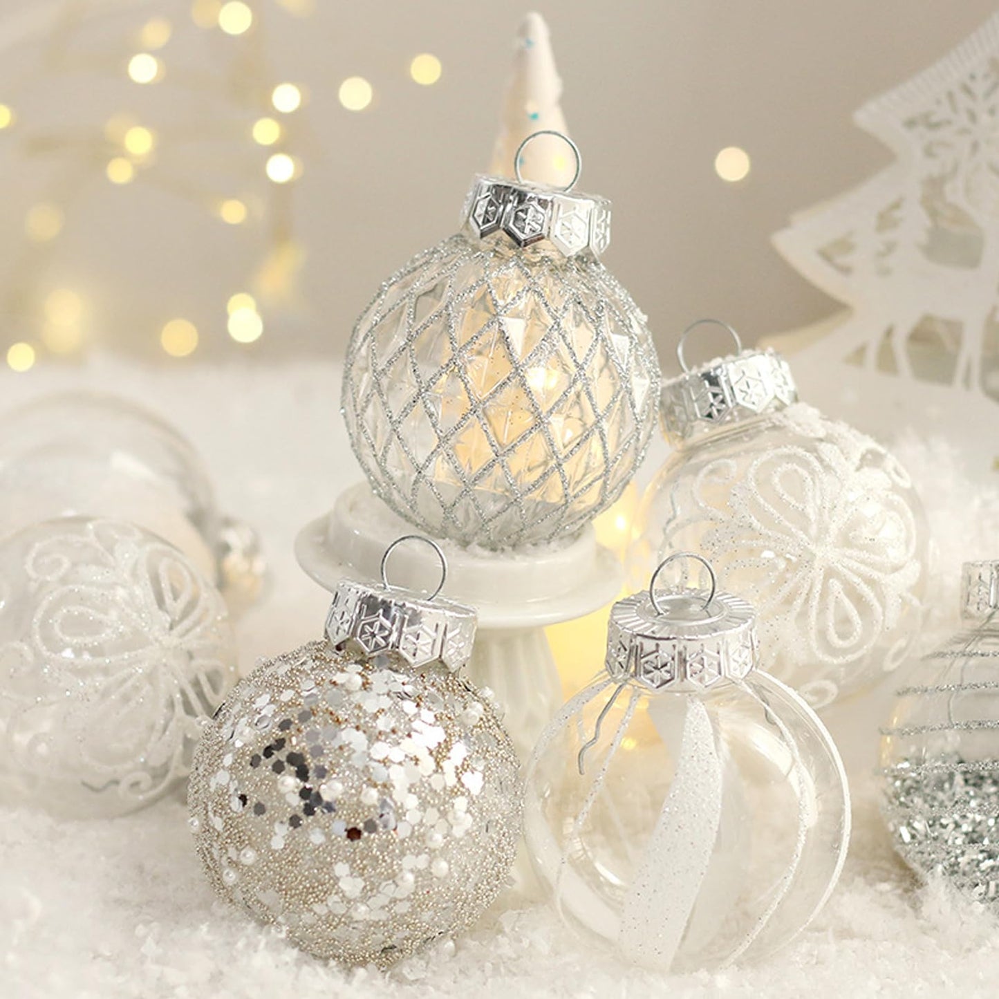 Set of 25 white Christmas tree balls - Christmas tree decoration --max V1237-ZY-203-4297